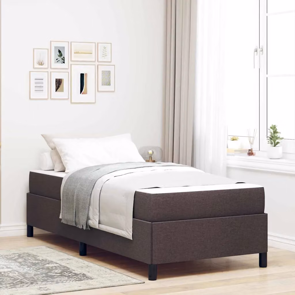 Letto a molle vidaXL in tessuto marrone con struttura in legno, L 80 x P 200 cm – 1
