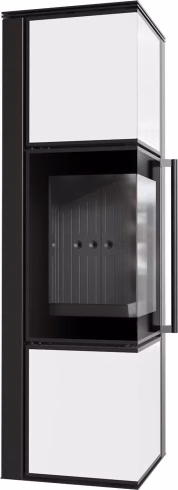 Stufa in acciaio KRATKI TORA/M 8 kW Ø 150 Pannello in vetro bianco rivestimento nero
