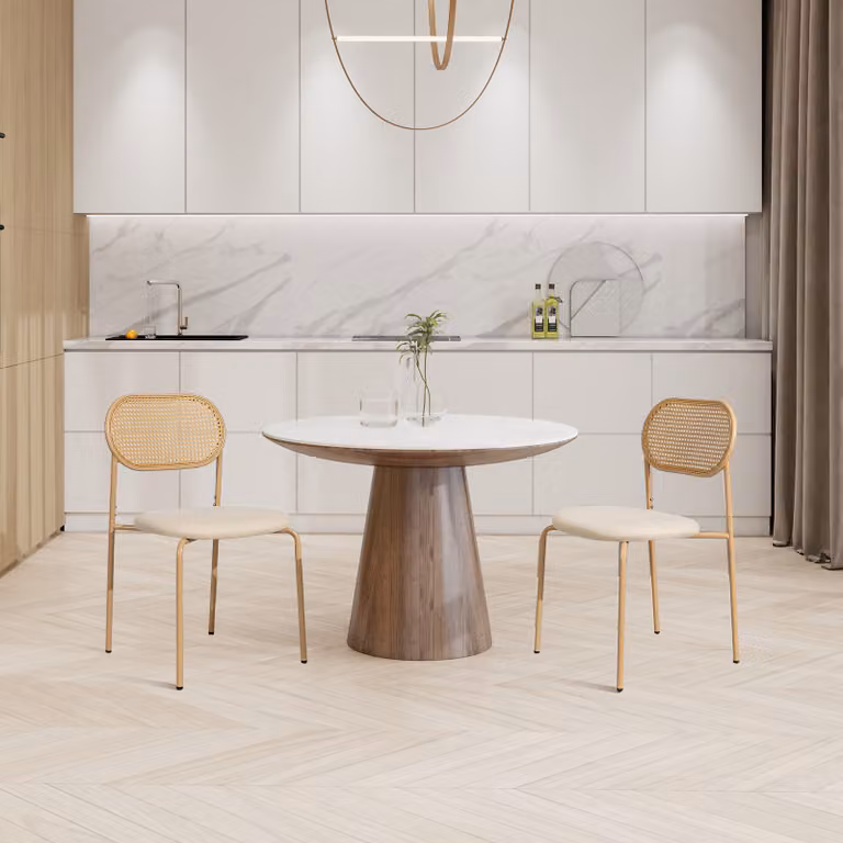 UnboxG 2 x sedia da cucina, sedie da pranzo schienale in rattan imbottito sedia per sala da pranzo/cucina/soggiorno/ristorante