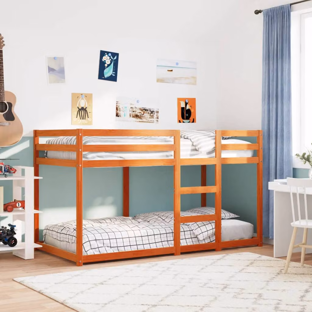 Letto a Castello vidaXL in Legno di Pino Marrone Cera L/P/H: 90 x 190 x 175,5 cm – 1