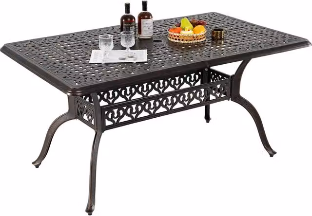 Tavolo da giardino con foro ombrellone da 5 cm 151 x 91 x 73 cm, Tavolo da pranzo esterno per patio cortile e bordo piscina Rosso