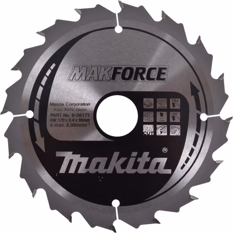 Lama per sega circolare Makita, MAKFORCE 170 x 30 mm - 16 denti