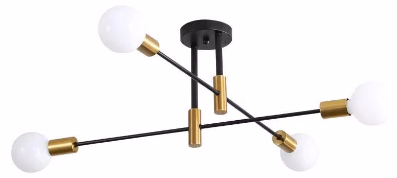 Lampada da soffitto moderna - Lampada da soffitto a 4 luci - Realizzata in metallo - Attacco E27 - 220 V - Non dimmerabile - Lampadine non incluse
