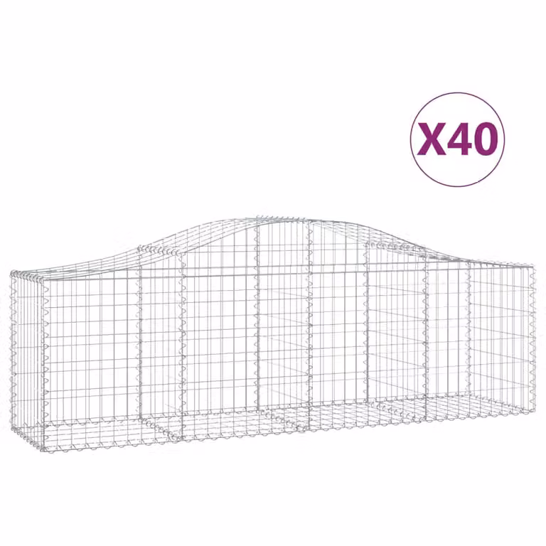 Cesti Gabbioni ad Arco 40 pz 200x50x60/80 cm Ferro Zincato