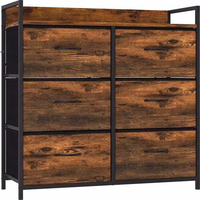 HOMCOM Cassettiera 6 cassetti stile industriale con telaio in acciaio e legno   Aosom Italy