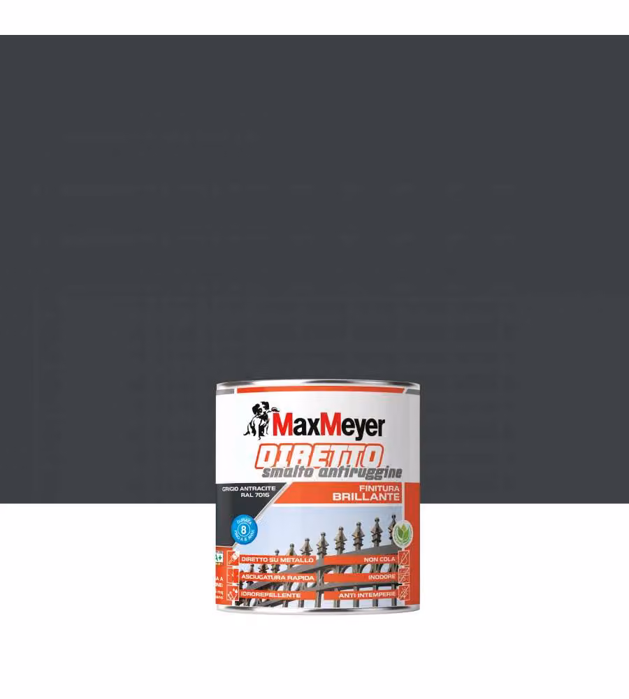 MaxMeyer Smalto Antiruggine Diretto Brillante Grigio Antracite RAL 7016 0,75 L