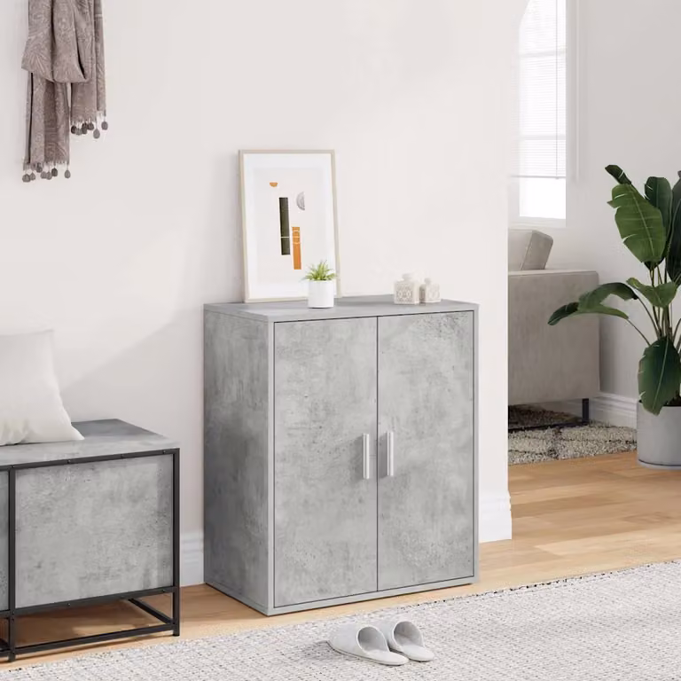 Armadio porta scarpe moderno vidaXL in MDF Grigio e Argento L: 60 cm, P: 35 cm, H: 70 cm