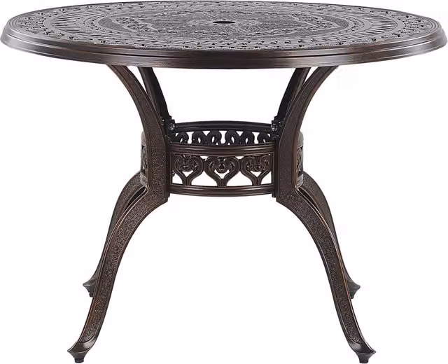 Tavolo da pranzo rotondo da esterno Beliani in alluminio marrone stile retrò, Diametro: 102 cm