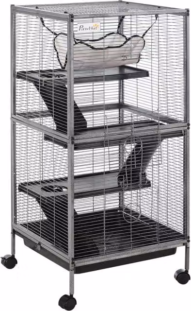 Gabbia per piccoli animali Minimal a 4 livelli, colore grigio, L/P/H: 52 x 52 x 113.5 cm – 1