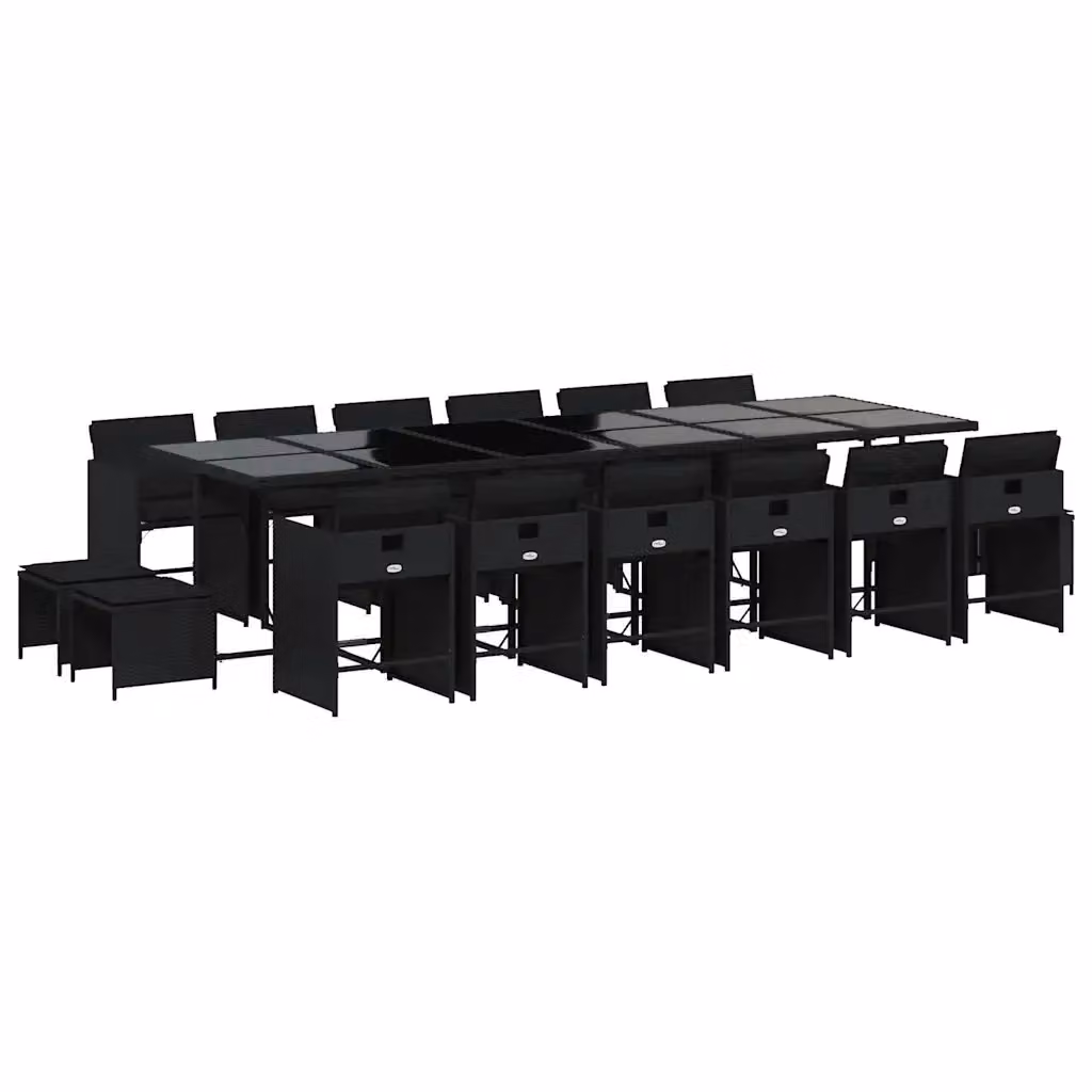 Set da pranzo da giardino vidaXL in polyrattan nero con 17 pezzi e cuscini – 2