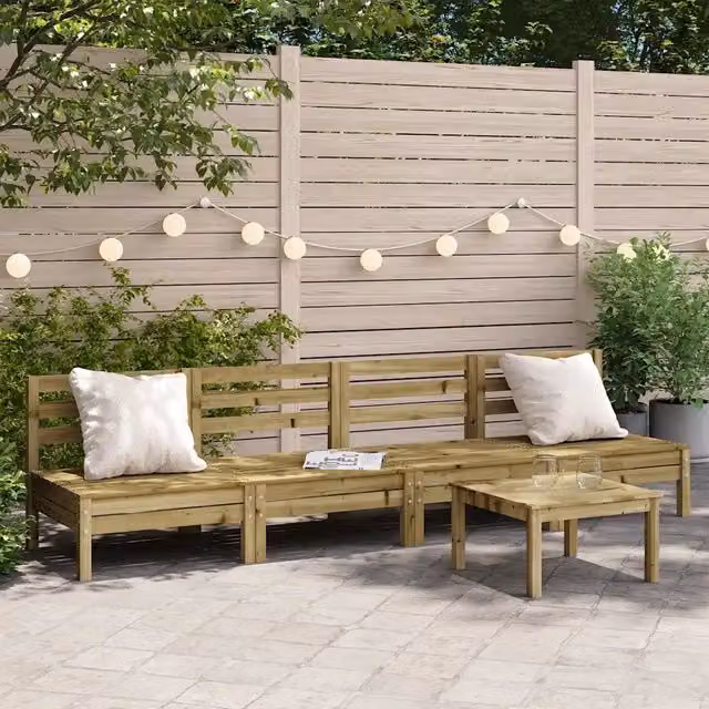 Divano da esterno-Divani Senza Braccioli da Giardino 4pz Legno di Pino Impregnato