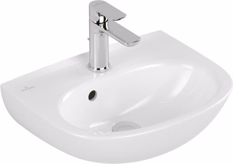 V&B lavamano O.Novo 45x36cm, ovale, rubinetto con troppopieno, bianco C-plus