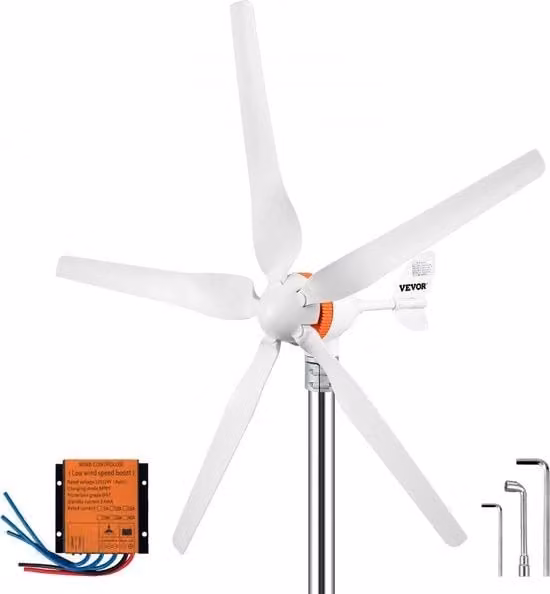 Generatore Eolico Vevor con 5 Pale in Alluminio, 500W, Bianco