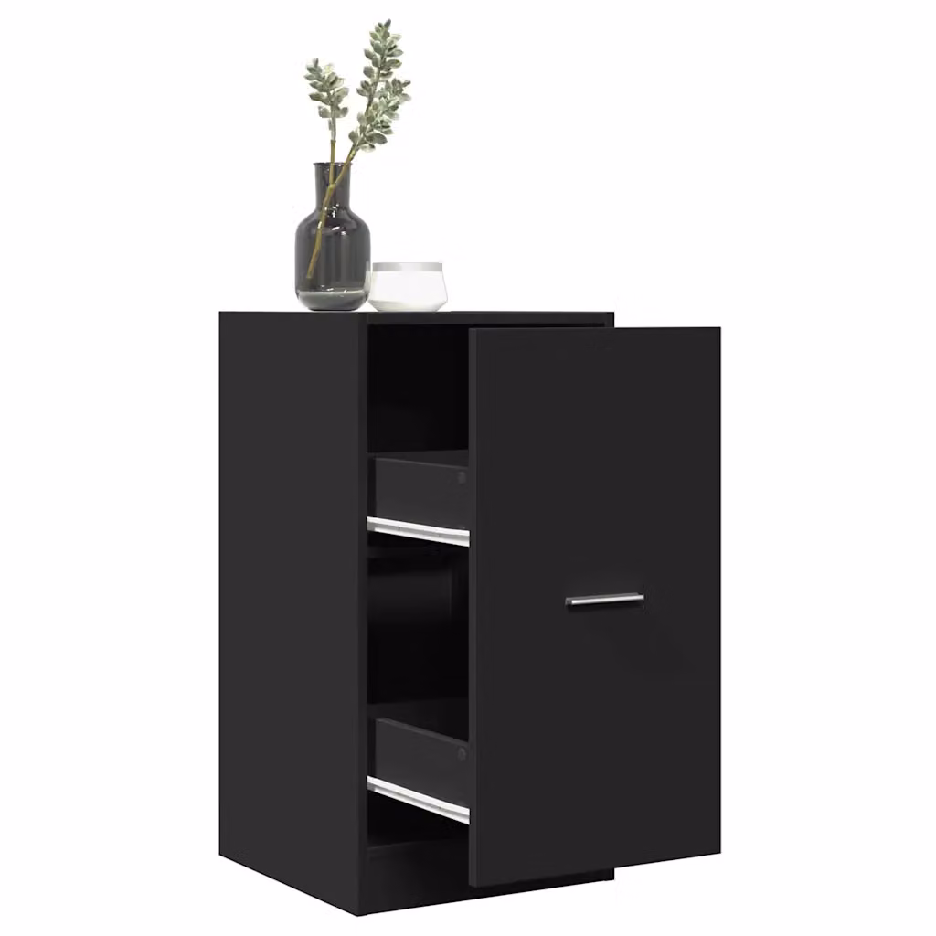 Armadietto da Farmacia vidaXL Nero in MDF con Ripiani e Cassetti L/P/H: 40 x 41 x 77,5 cm