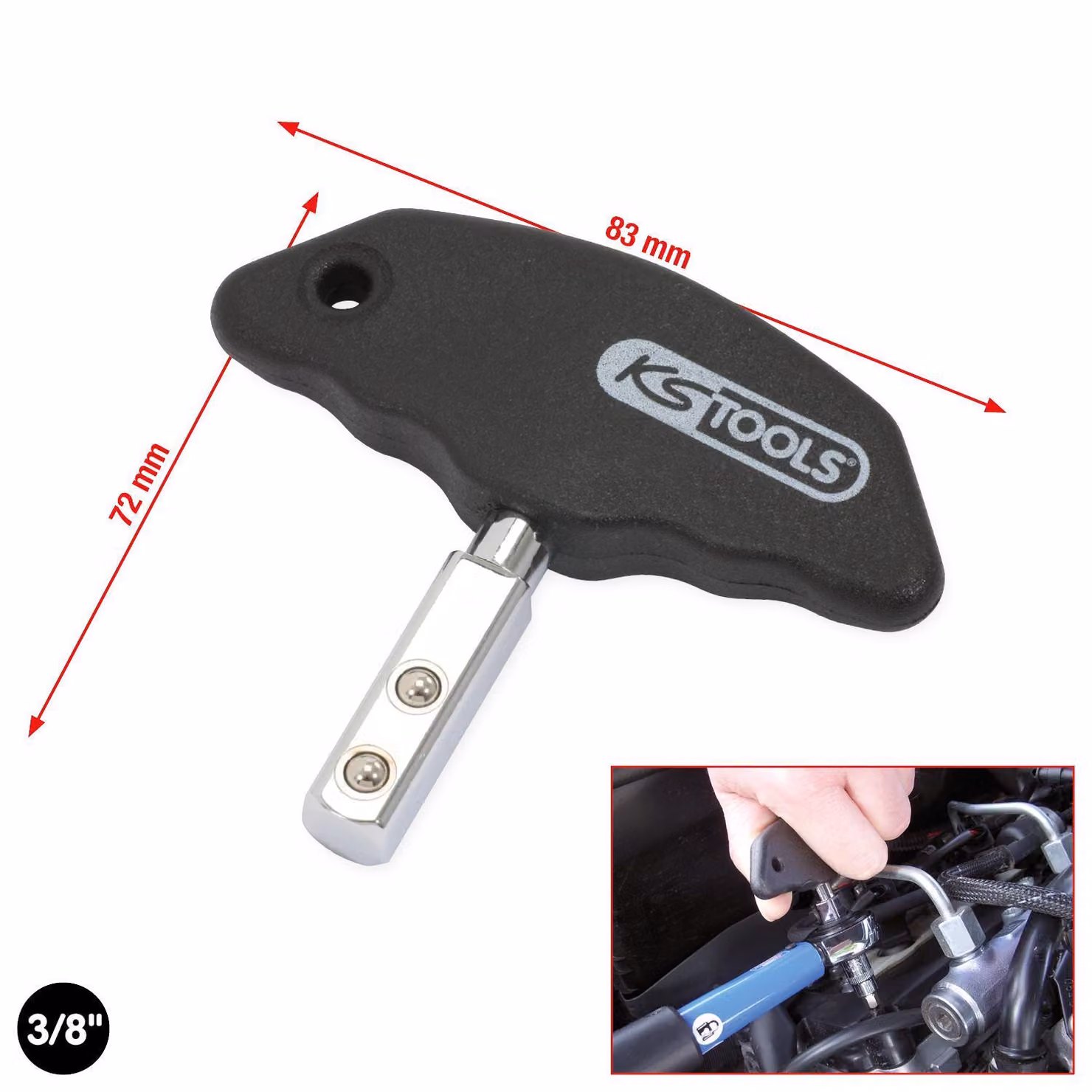 KS TOOLS Maniglia a T da 3/8" con attacco quadro - 516.1414