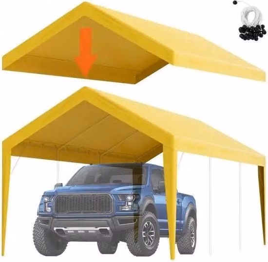 Tenda per Garage - Tenda - Tenda per Feste - Tenda per Carport - Tenda per Carport - Tenda per Garage - Tenda di Ricambio per Garage - 19 cm - Tenda di Alta Qualità, Impermeabile e UV Protetta - Giallo