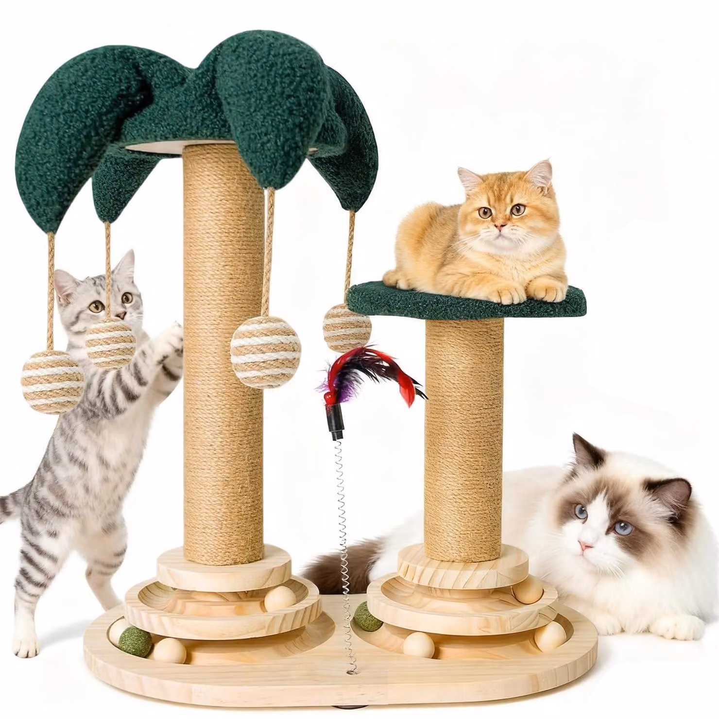 Albero per gatti interattivo 6-in-1 con giochi e cuccia