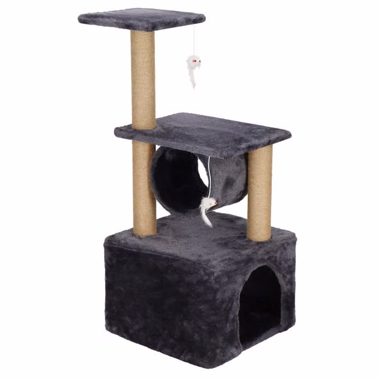 Springos® Tiragraffi per gatti Casa per gatti 2 piattaforme Gioco per topi 92 cm