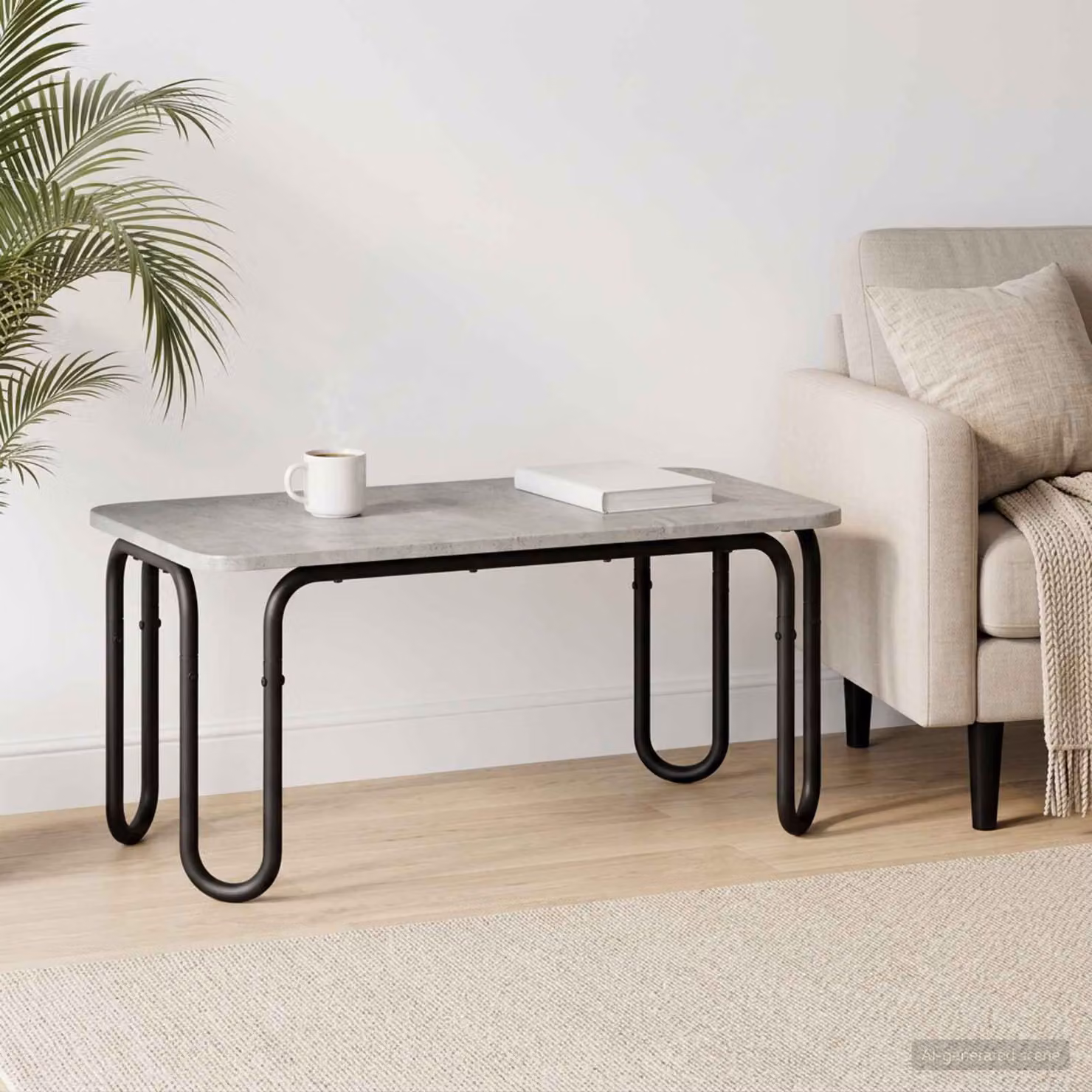 vidaXL Tavolino da salotto moderno in grigio con piano rettangolare L: 100 cm, P: 50 cm, H: 45 cm