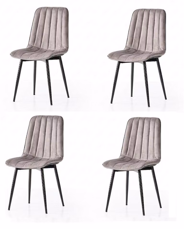 Set per sala da pranzo, composto da 4 sedie, imbottite, comode, dal design moderno e confortevole, colore grigio