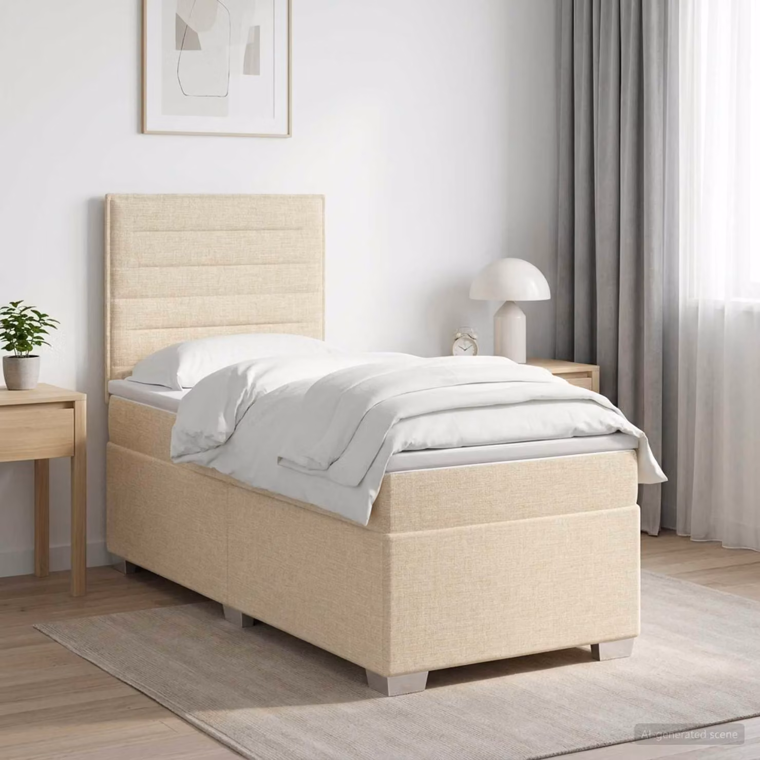 Maison Exclusive - Letto boxspring con materasso Crema 90 x 190 cm Tessuto