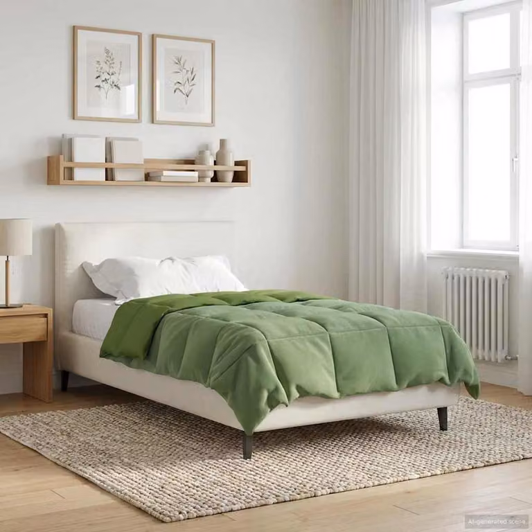 Piumino estivo traspirante e reversibile vidaXL in microfibra, Verde, L 135 x P 200 cm