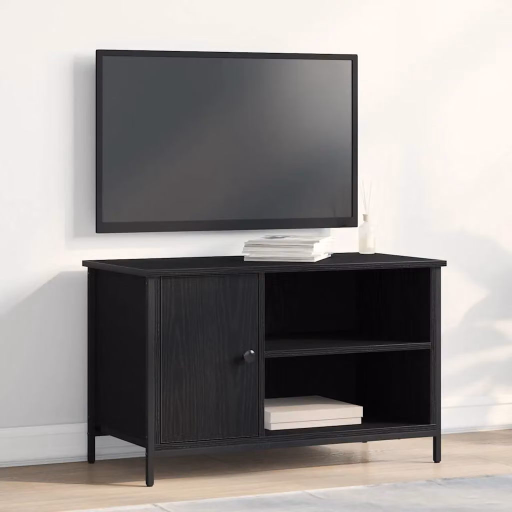Mobile TV vidaXL moderno nero con ruote L/P/H: 80 x 40 x 50 cm
