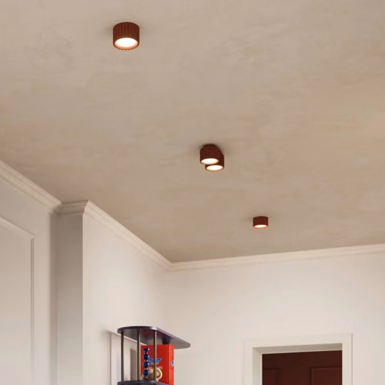 Plafoniera soffitto RIBLA SOLLUX LIGHTING, dimmerabile, Marrone / Ruggine, Soggiorno / Sala da pranzo, Alluminio, Plafoniera