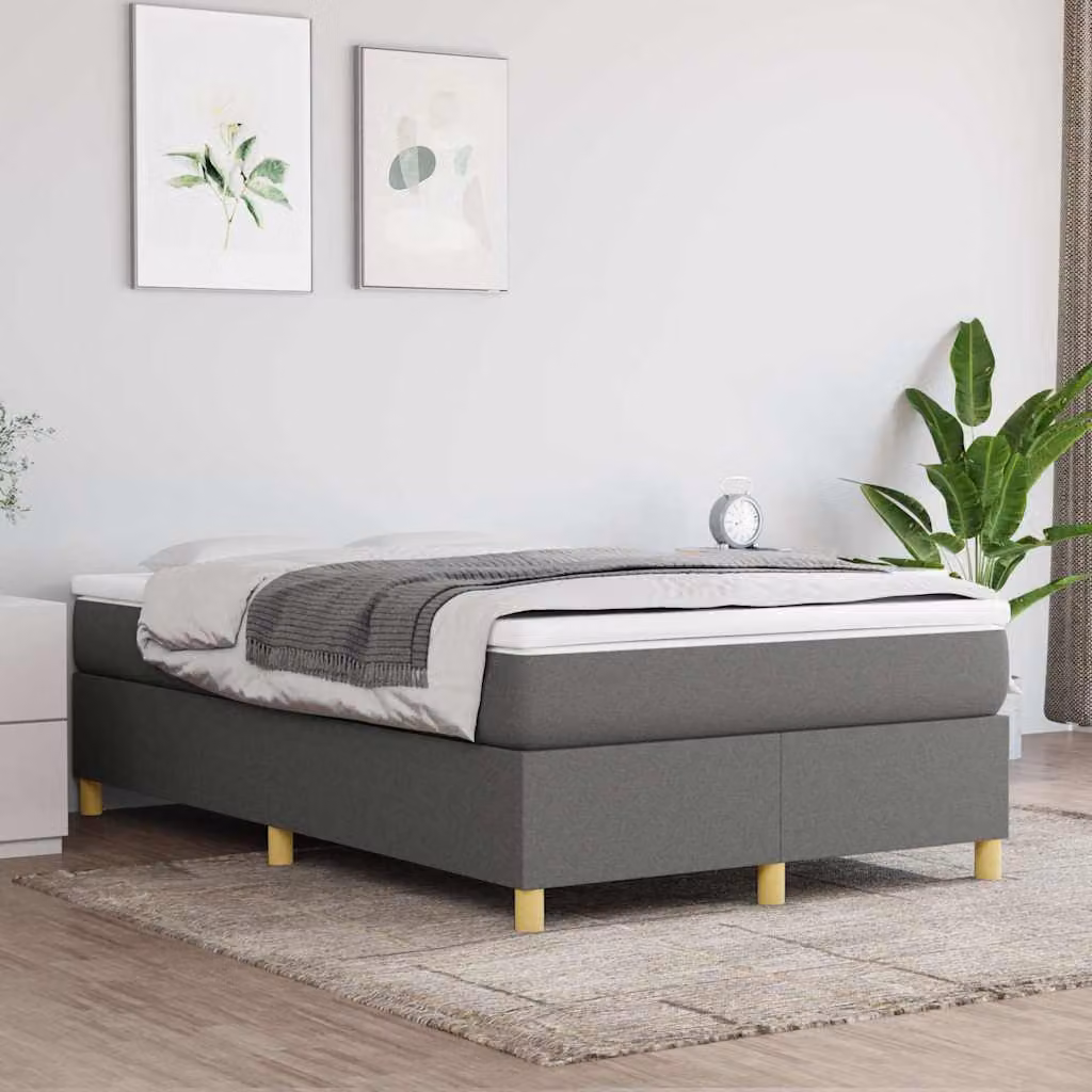 vidaXL Letto Ibrido con Giroletto a Molle e Materasso in Tessuto Grigio e Bianco L/P/H: 200 x 120 x 35 cm
