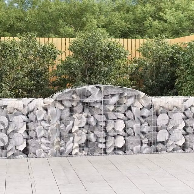 Set di 12 Cesti Gabbioni ad Arco vidaXL in Acciaio Zincato Argento L: 300 cm, P: 50 cm, H: 80-100 cm – 1