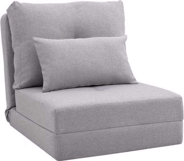 HOMCOM Poltrona Letto 3 in 1 Convertibile e Divano da Terra con Schienale Regolabile, Grigio Chiaro – 1