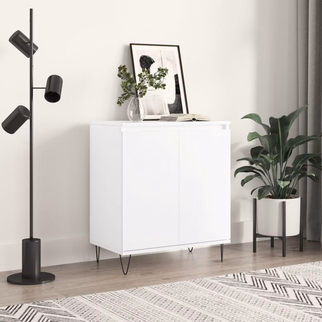 Credenza moderna vidaXL bianca in legno e metallo L 60 cm, P 35 cm, H 70 cm