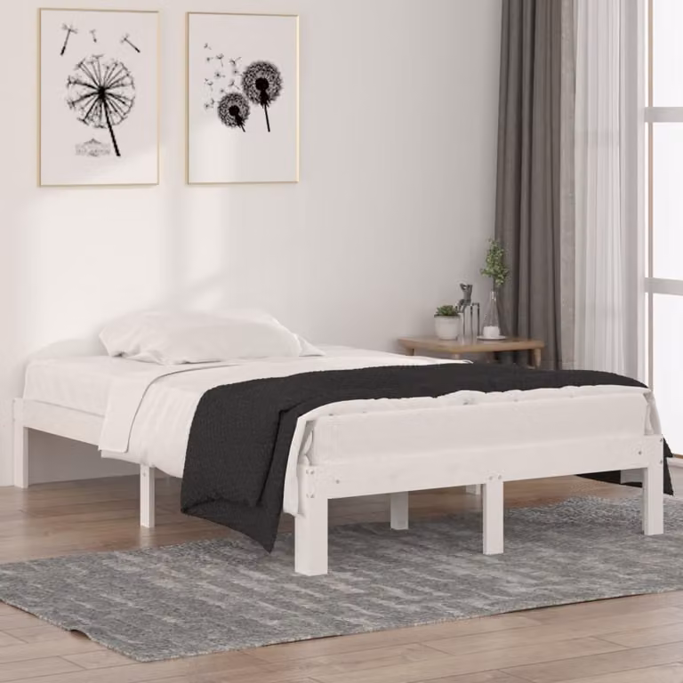 The Living Store Letto in legno massiccio bianco 120x190 cm