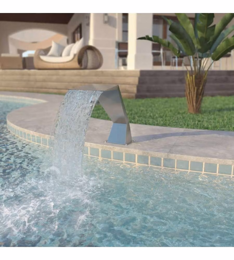 vidaXL Fontana per Piscina in Acciaio Inossidabile e PVC, Argento, L: 64 cm, P: 30 cm, H: 52 cm – 3