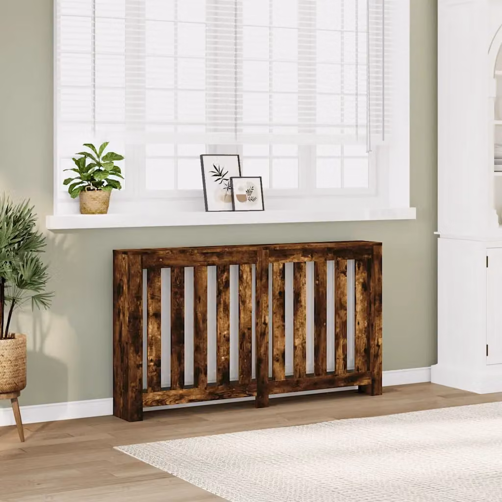 Copertura Termosifone vidaXL in Legno Multistrato Rovere Fumo L: 149 cm, P: 20 cm, H: 82 cm