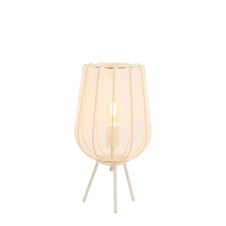 Lampada da tavolo - beige bianco - PLUMERIA - poliestere - E27 - 1874327 - Light & Living