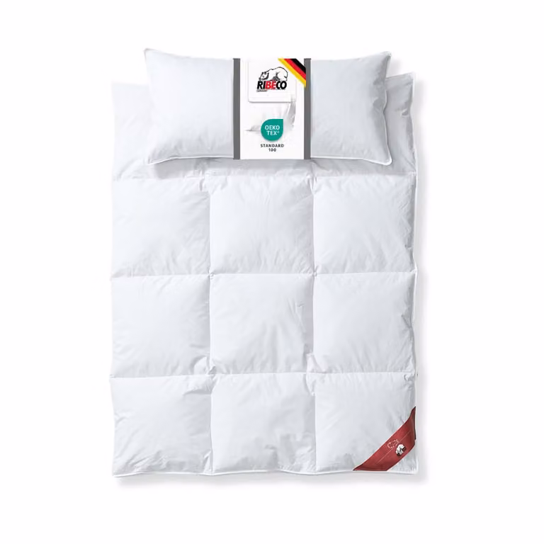 RIBECO GERMANIA piumino Johanna 135x200 cm e cuscino 40x80 cm in un set di 2 -piumino e cuscino in piuma e piumino, caldi