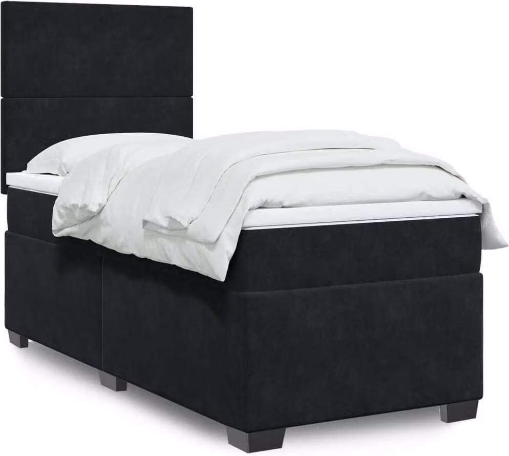 Maison Exclusive - Giroletto a Molle con Materasso Nero 100x200 cm in Velluto