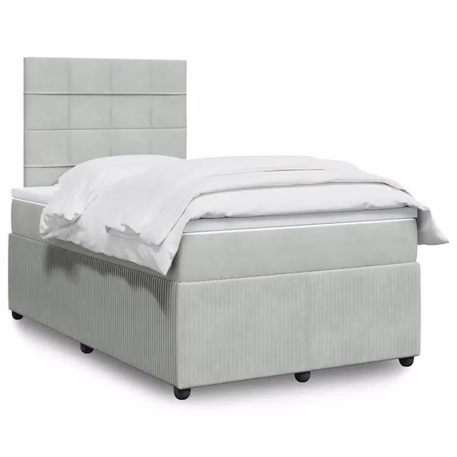 Letto Ibrido con Materasso in Velluto Grigio e Bianco vidaXL L/P: 120 x 200 cm