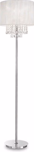 Lampada da terra Ideal Lux Opera con finitura cromata e paralume bianco cilindrico