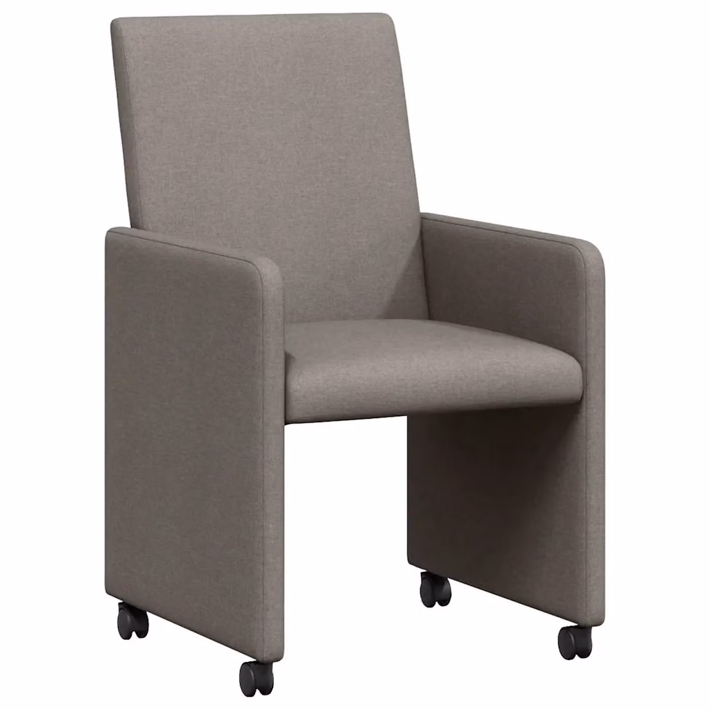 Set di 2 sedie da pranzo moderne vidaXL con ruote e braccioli in tessuto beige o grigio, L: 57 cm, P: 66 cm, H: 94 cm – 2