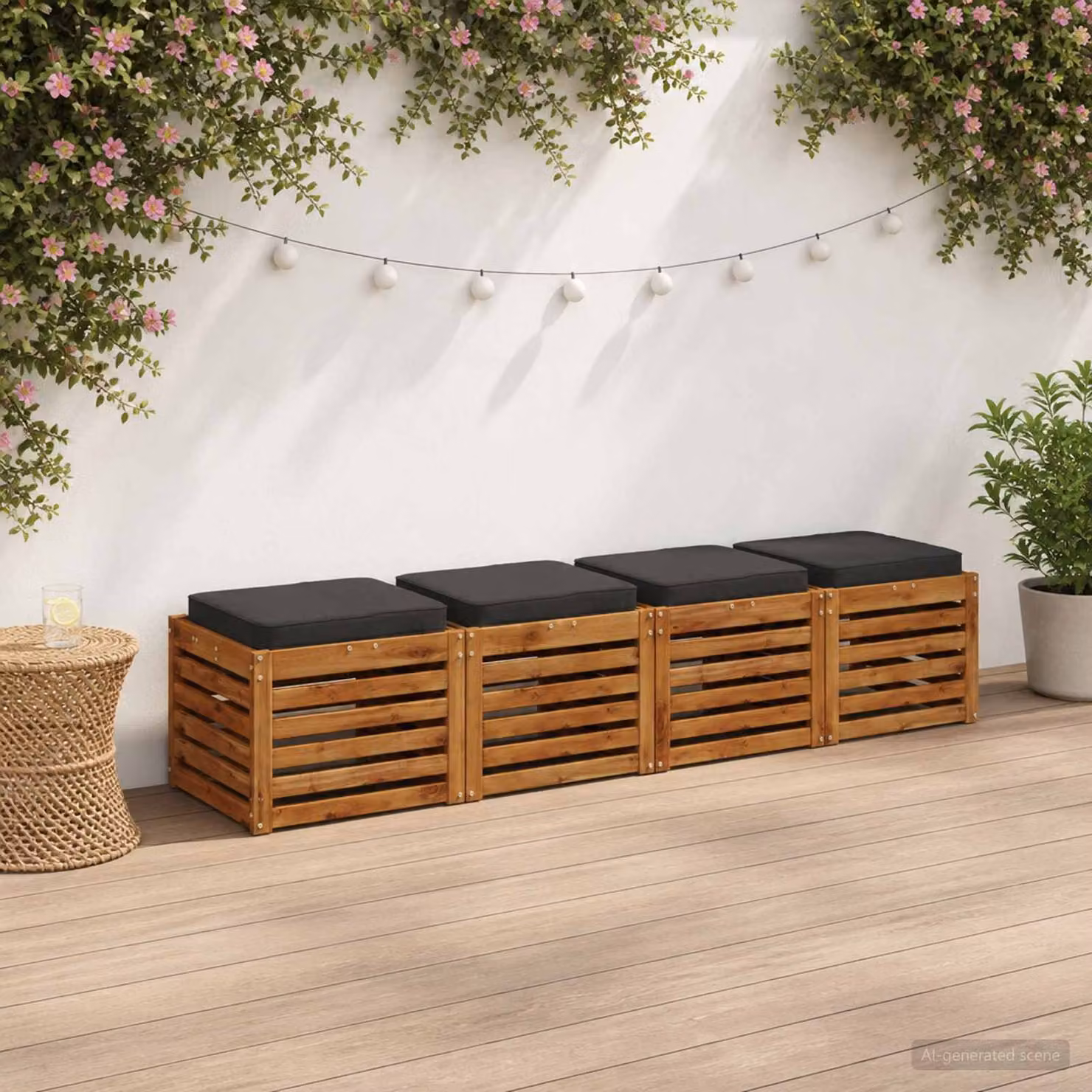 Set di 4 cuscini per sedia vidaXL VUGHT in poliestere con imbottitura in schiuma, coperture rimovibili e lavabili, colori antracite e nero