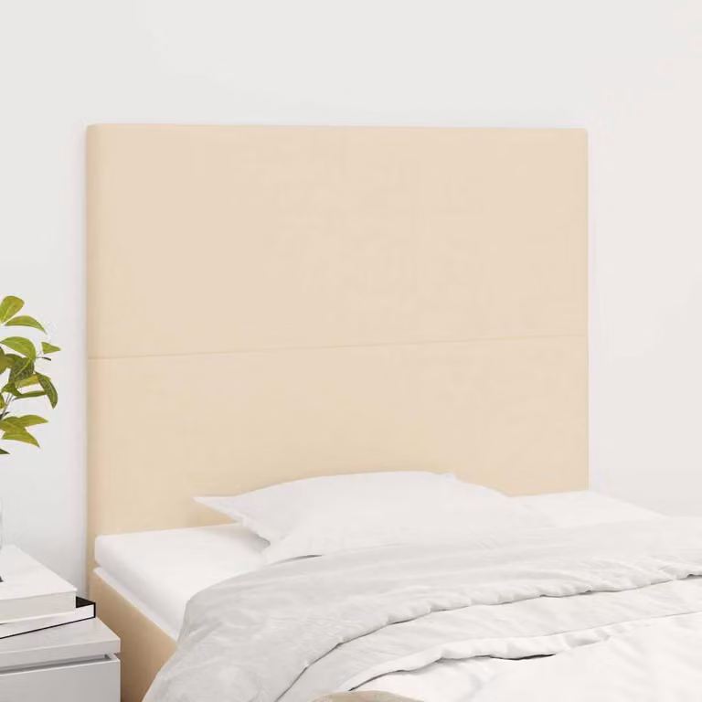 Testiera per letto vidaXL in tessuto beige con struttura in legno e pannello imbottito L: 100 cm, P: 5 cm, H: 118-128 cm