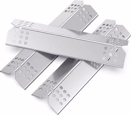 Set di 3 piastre di riscaldamento Char-Broil in acciaio inossidabile color argento, diametro 37 cm, diffusori di calore per forno