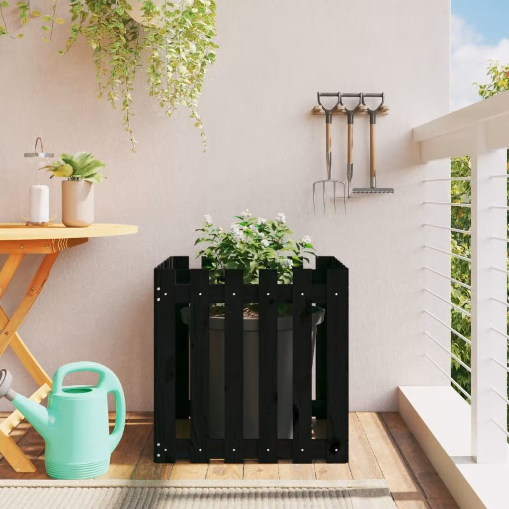 Fioriera da giardino a recinzione vidaXL in legno di pino nero L/P/H: 60 x 60 x 60 cm