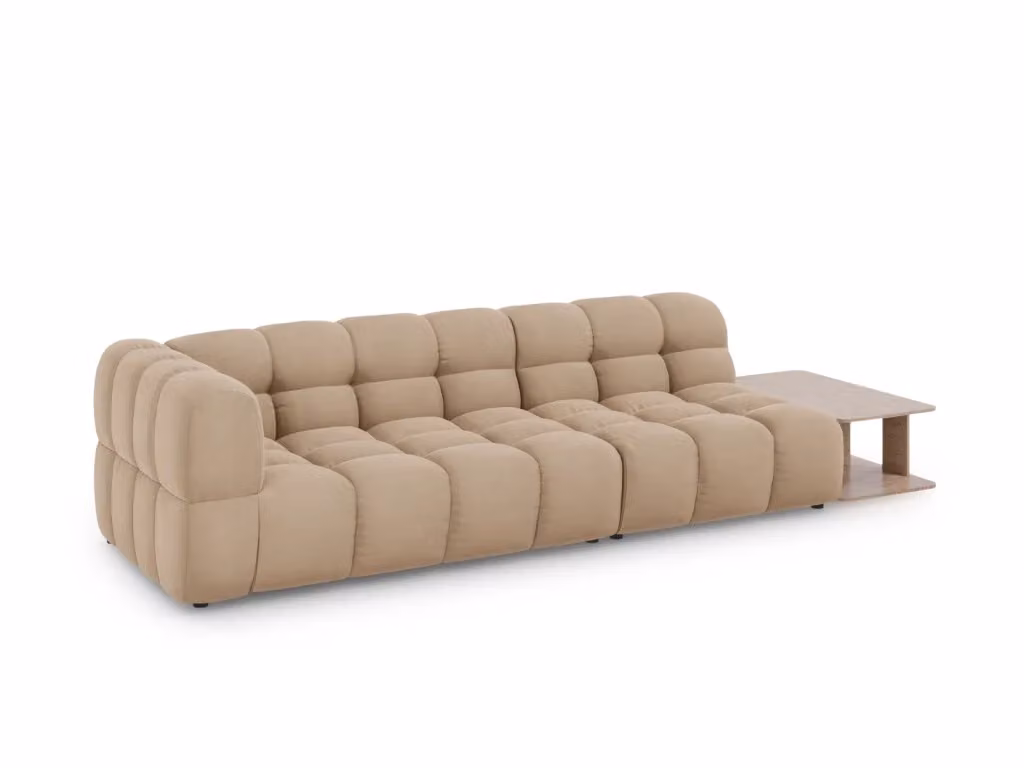 Divano modulare destro Sky di Cosmopolitan Design, 4 posti in velluto color sabbia – 2