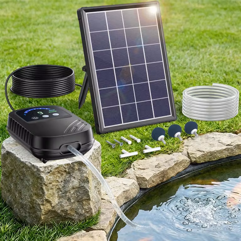Aeratore solare per stagni - Potenza: 4W - Capacità: 90 litri/ora - Materiale: ABS - Colore: nero