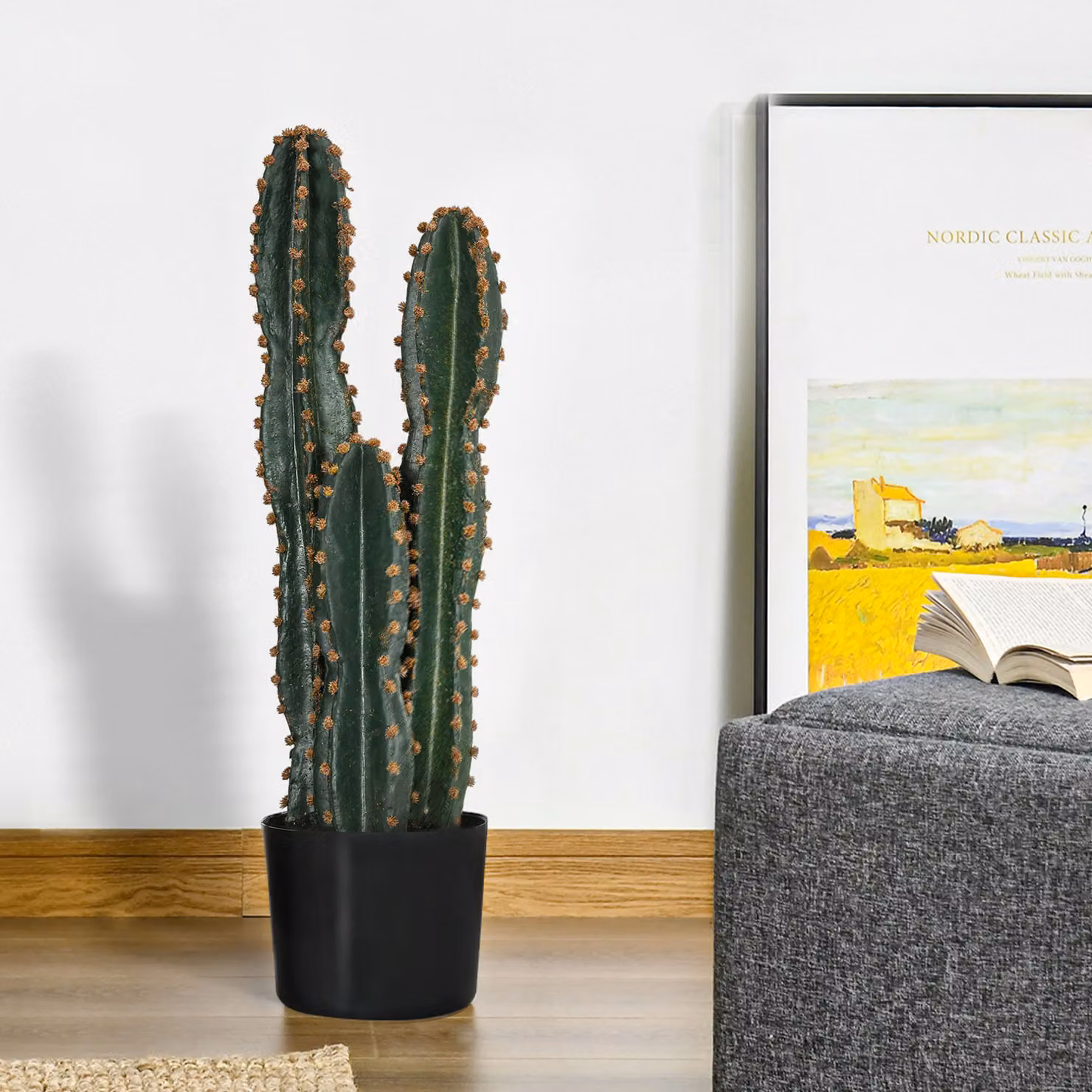 Pianta artificiale Cactus succulenta Outsunny verde, Ø 17 x H 60 cm – 2