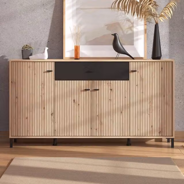 Madia Settime, Credenza un Cassetto, 170x40x90h cm Marrone Rovere Nodi