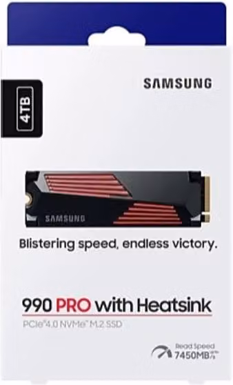 Samsung 990 pro nvme 4tb con dissipatore di calore, ssd interno - MZ-V9P4T0GW